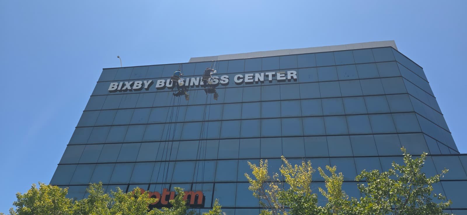 Rope Access Bird Spike Installation at Bixby Business Center in Long Beach, California